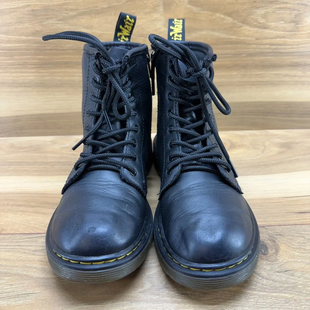 Dr Martens Big Kids Youth Size 3 Black Leather Combat Boots 1460
